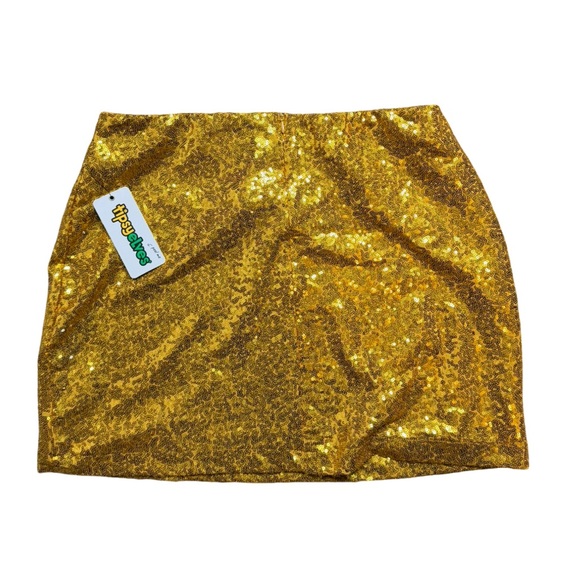 NWT TIPSY ELVES Gold Sequin Mini Skirt Size XL - Picture 6 of 11